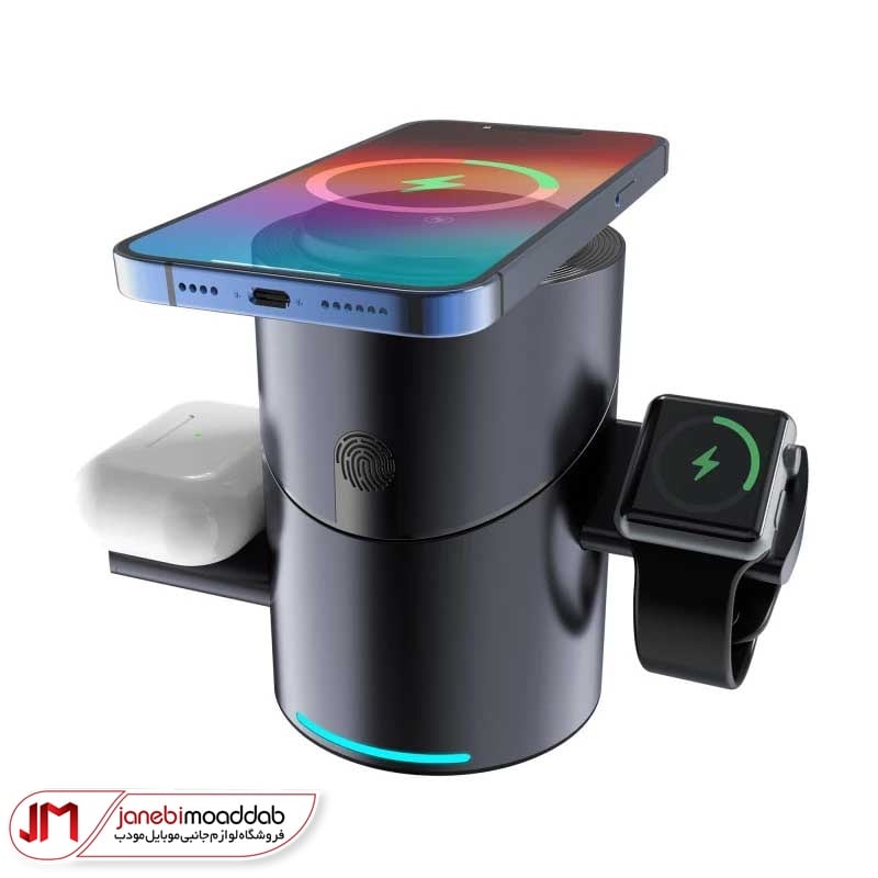 شارژر وایرلس سه کاره رومیزی هیسکا مدل HR-16